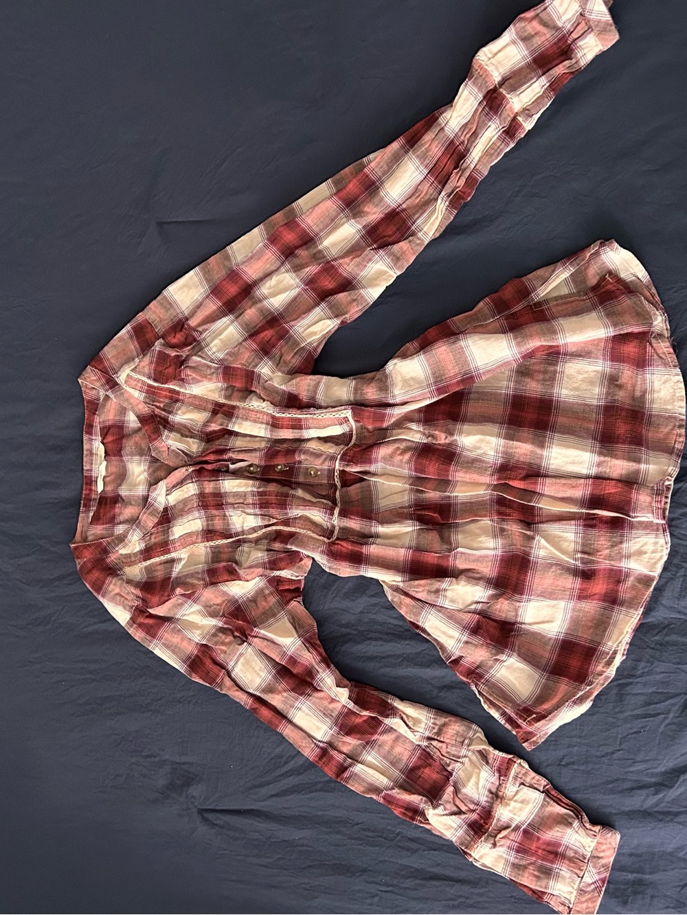 Girls Red Plaid Button-Front Shirt Dress
